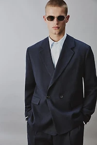 DOUBLE BREASTED LINEN - COTTON SUIT JACKET