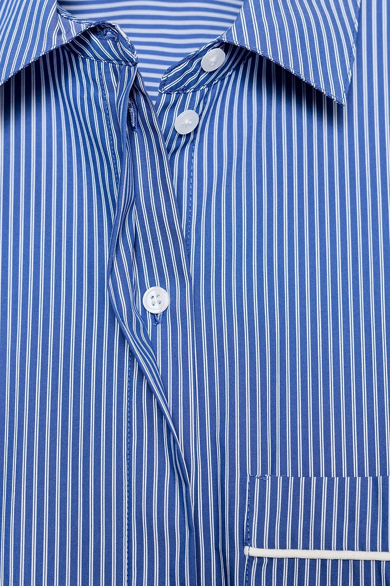 CHEMISE FAÇON PYJAMA À RAYURES EN CONTRASTE