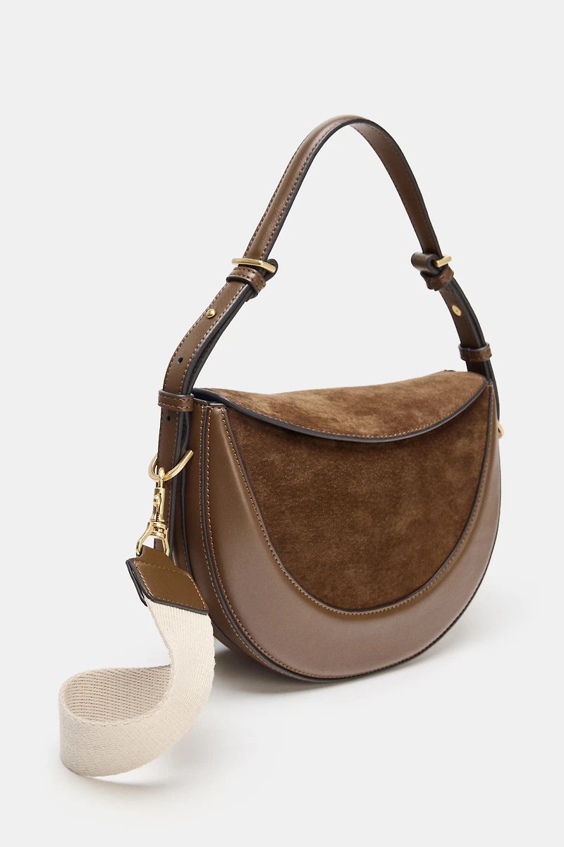CROSSBODY BAG WITH LEATHER FLAP DETAIL