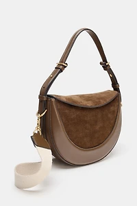 CROSSBODY BAG WITH LEATHER FLAP DETAIL
