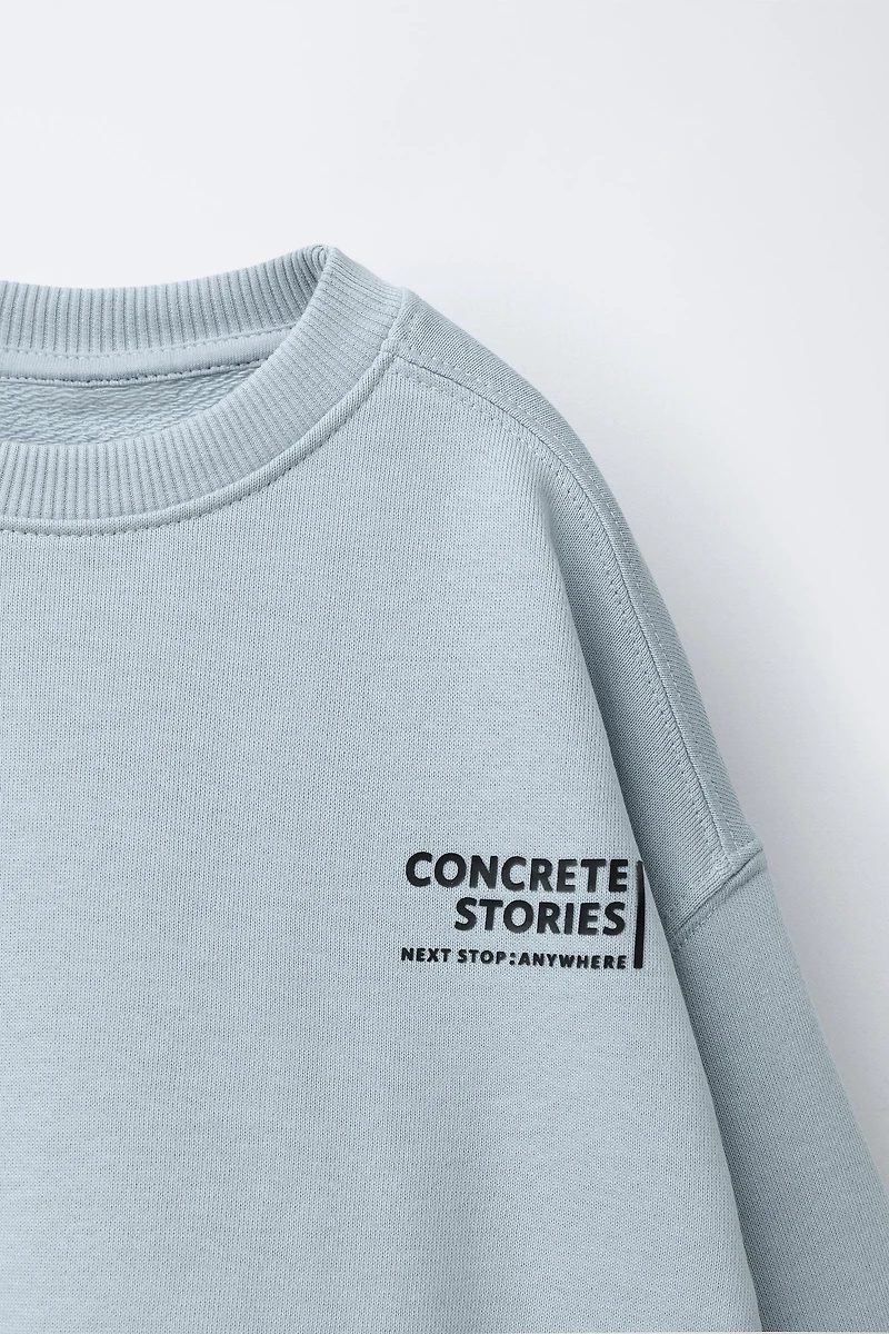 TEXT SWEATSHIRT AND JOGGER PANTS JOGGING SET