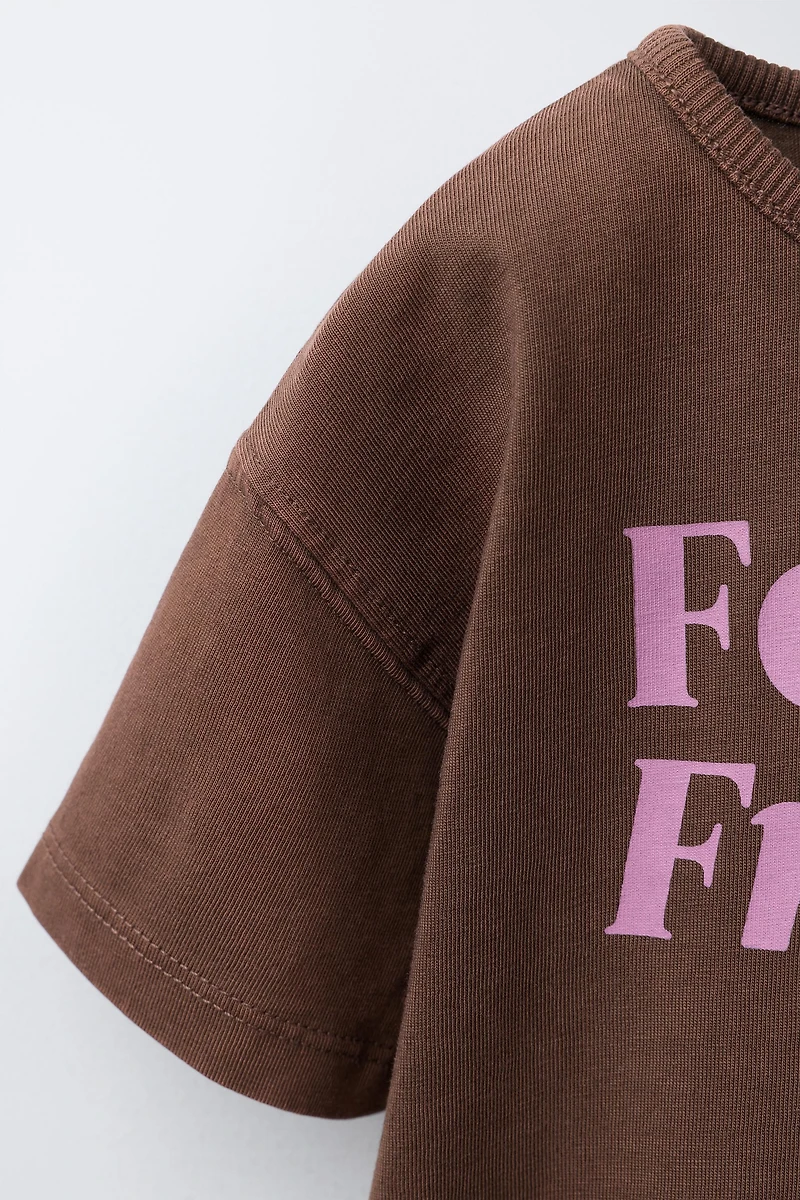 WASHED EFFECT TEXT T-SHIRT