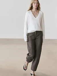 Linen barrel fit trousers