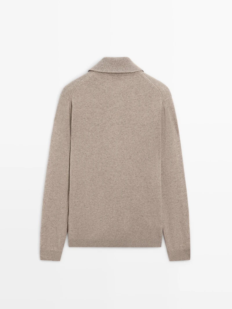 Zip-up high neck cardigan