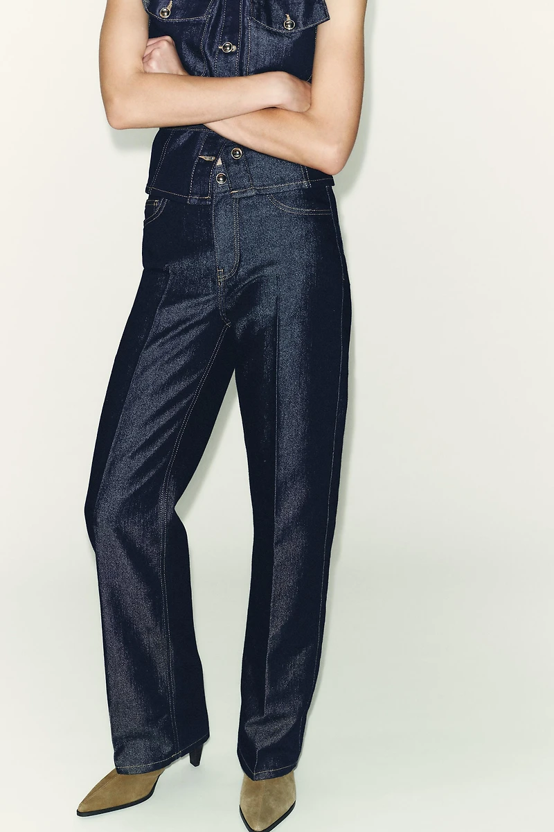 Z1975 STRAIGHT LEG MID-RISE CREASED JEANS