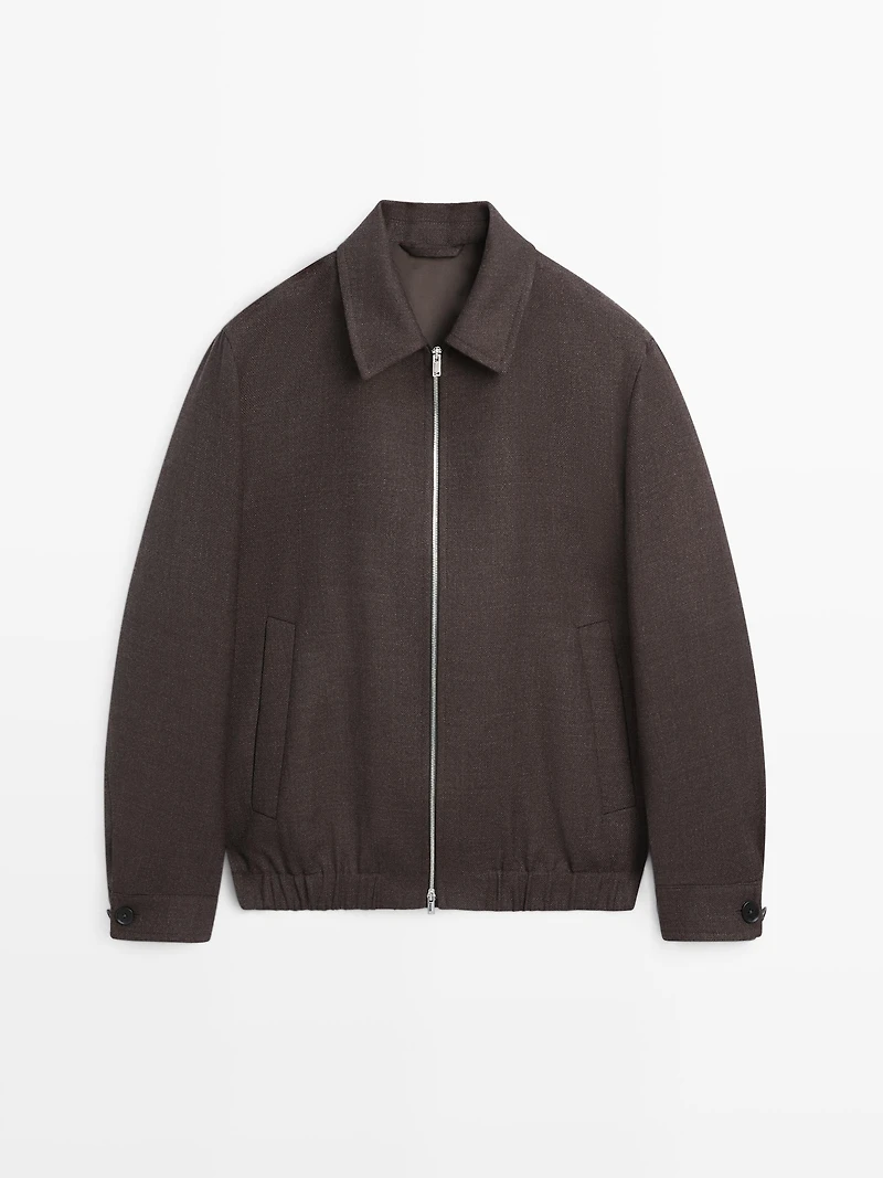 Wool bomber jacket with zip