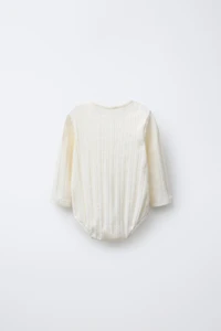 PRINTED POINTELLE BODYSUIT
