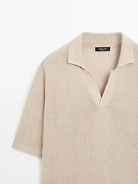 Knit V-neck polo shirt