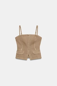 Z1975 DENIM STRAPPY CROP TOP