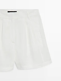 100% linen long Bermuda shorts with darts