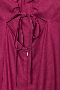 LINEN STRAPPY MIDI DRESS