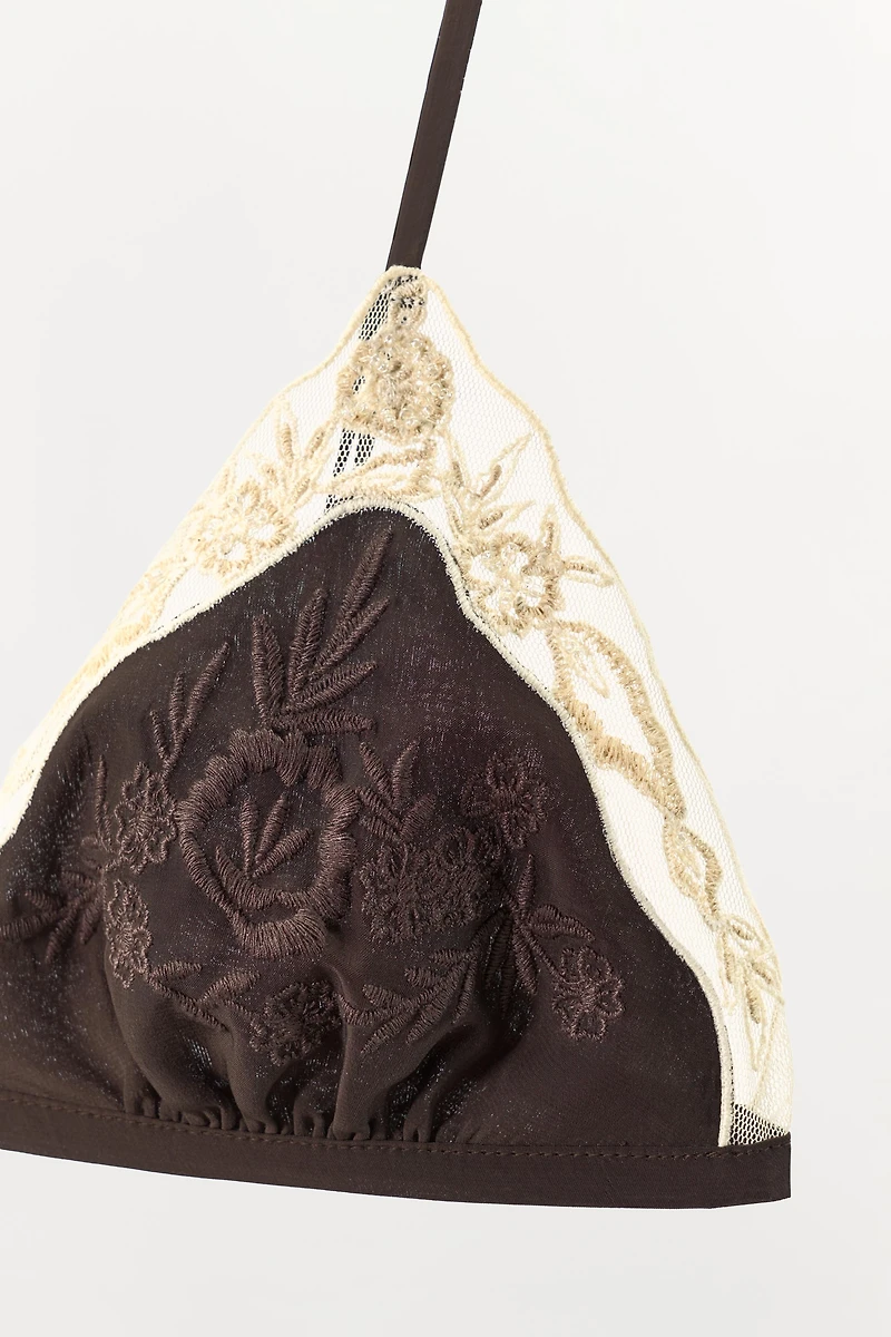 100% VISCOSE EMBROIDERED LACE BRA