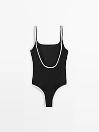 Contrast texture swimsuit