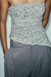 SEQUIN BANDEAU TOP