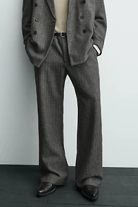 HERRINGBONE WOOL BLEND SUIT PANTS