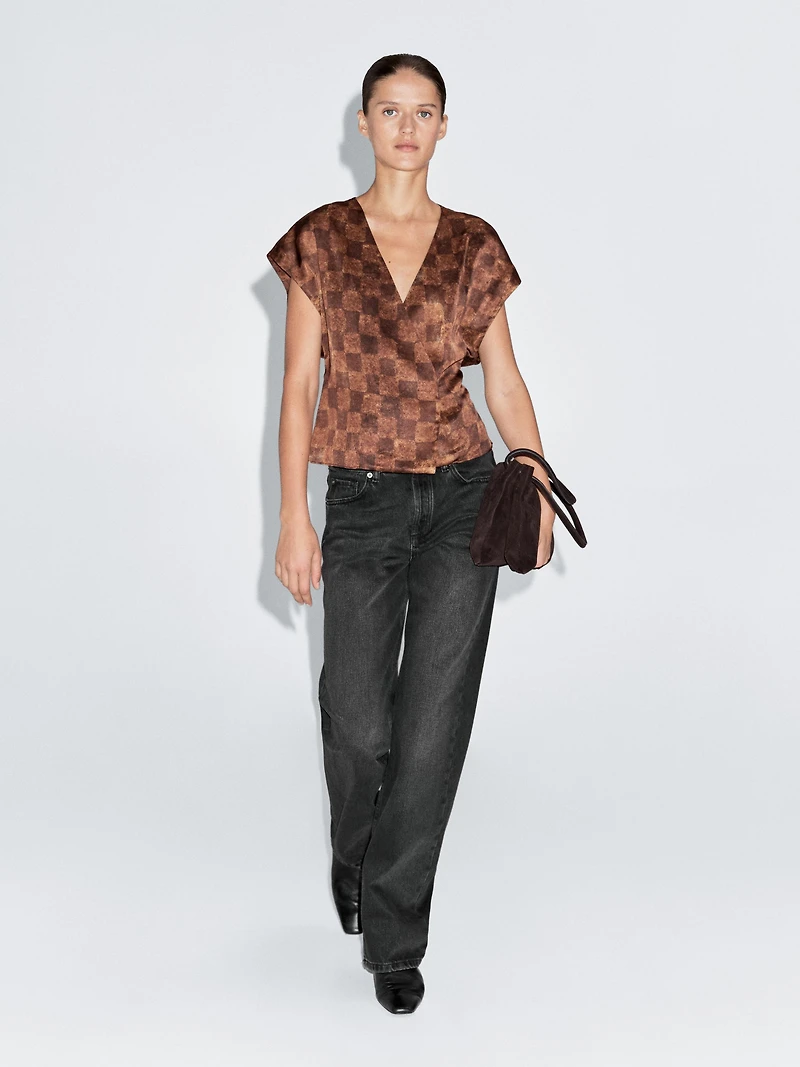 Satin wrap top