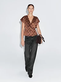 Satin wrap top