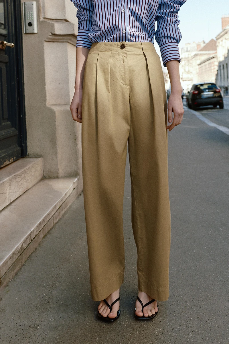 PLEATED BARREL PANTS