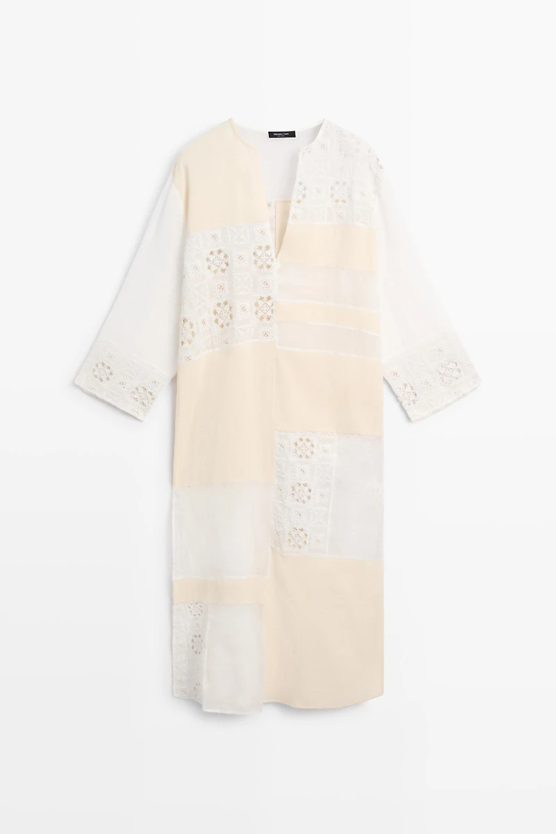 Flowing embroidered kaftan dress