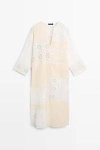 Flowing embroidered kaftan dress