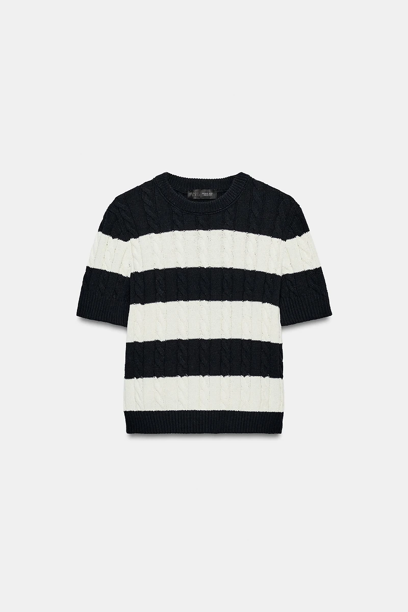 CABLE KNIT STRIPED JUMPER