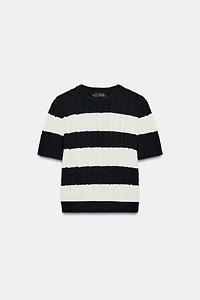 CABLE KNIT STRIPED JUMPER