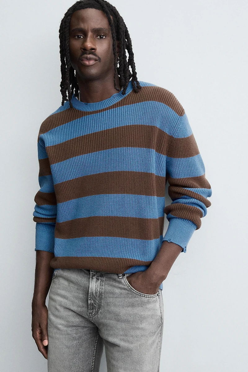 STRIPED PURL KNIT SWEATER