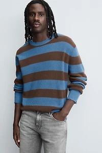 STRIPED PURL KNIT SWEATER