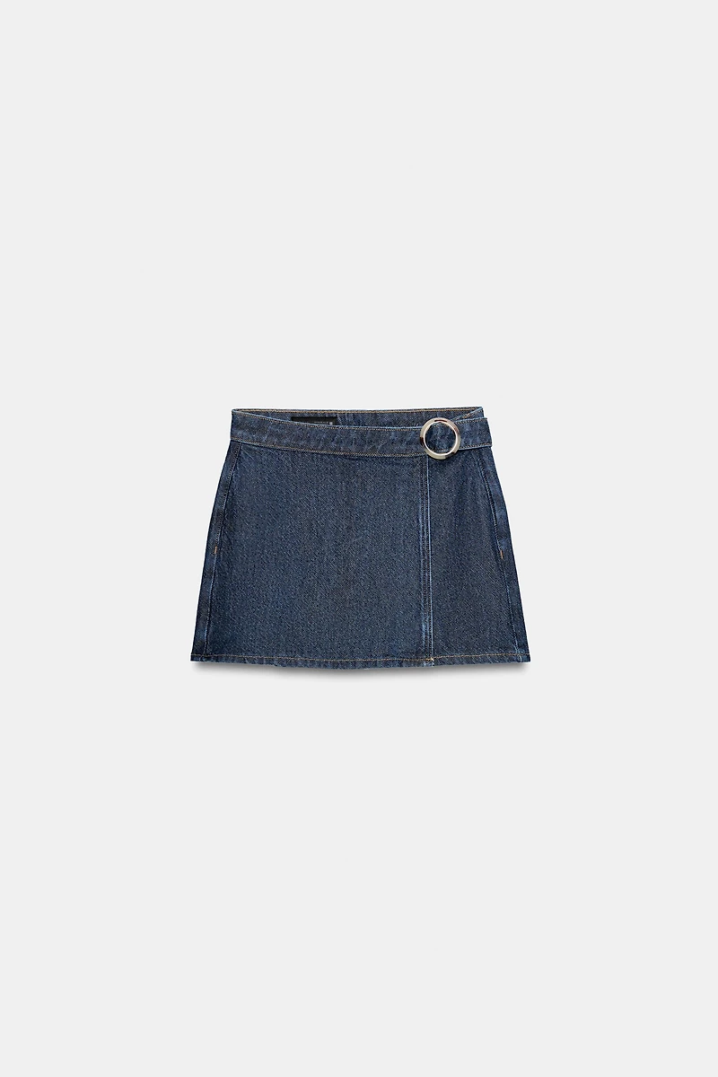 JUPE-PANTALON Z1975 CROISÉE EN DENIM À BOUCLE