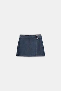 JUPE-PANTALON Z1975 CROISÉE EN DENIM À BOUCLE