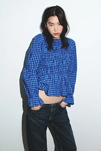 ELASTIC GINGHAM SHIRT