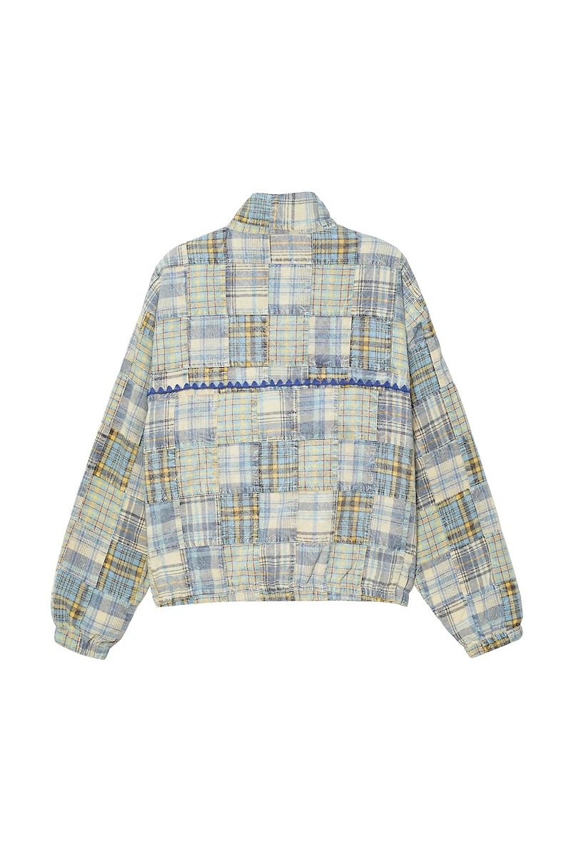 RELAXED FIT PLAID PATCHWORK JACKET