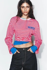 STRIPED TEXT T-SHIRT