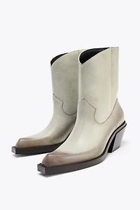 LEATHER COWBOY ANKLE BOOTS