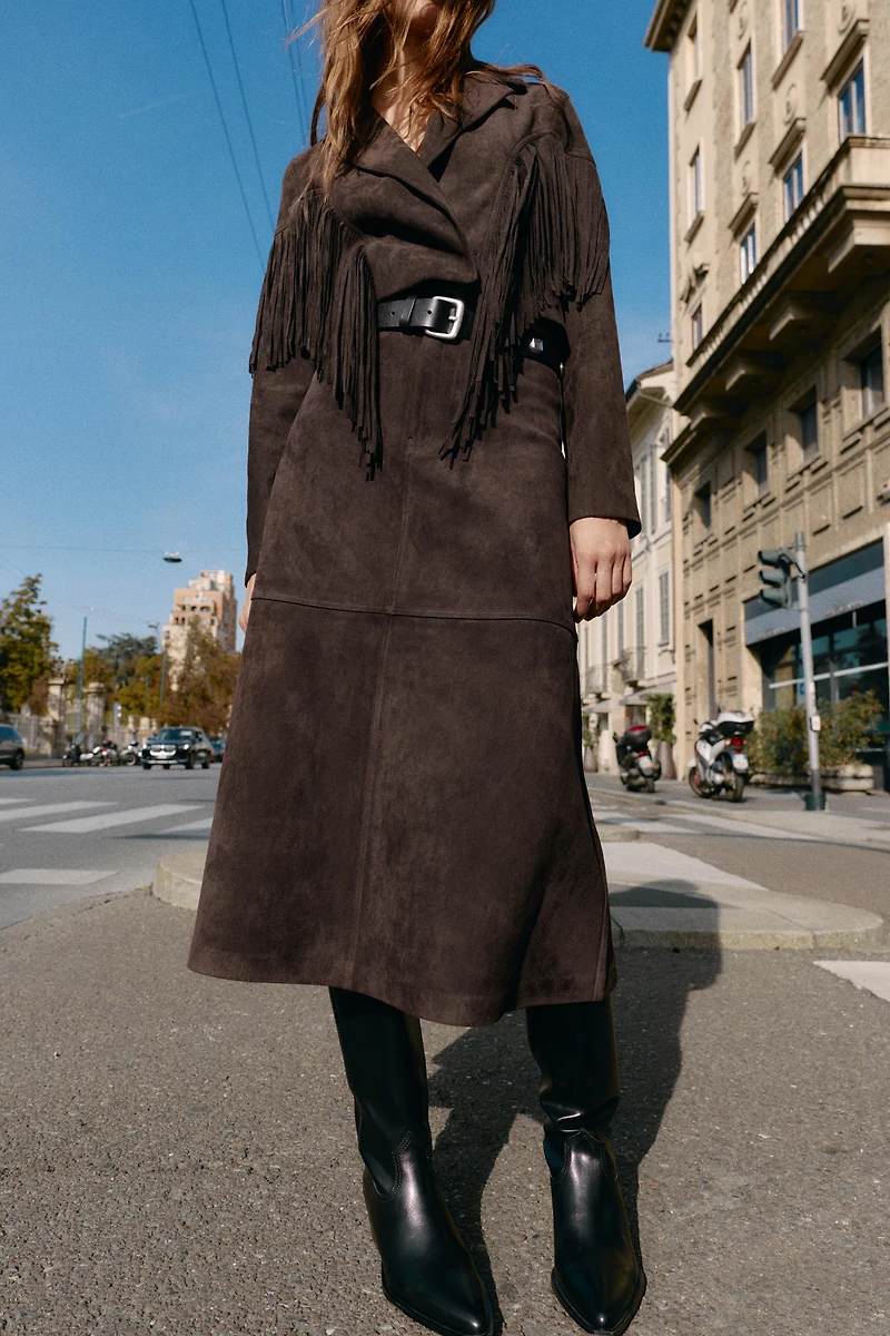 FAUX SUEDE MIDI SKIRT