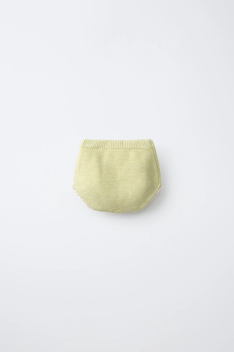 EMBROIDERED FLORAL LACE TRIM KNIT PANTIES