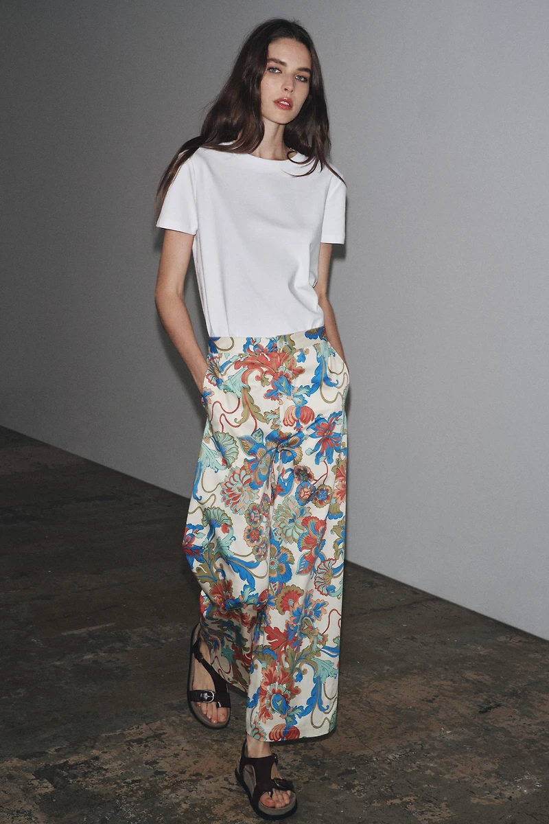 ZW COLLECTION FLORAL MINI FLARE PANTS