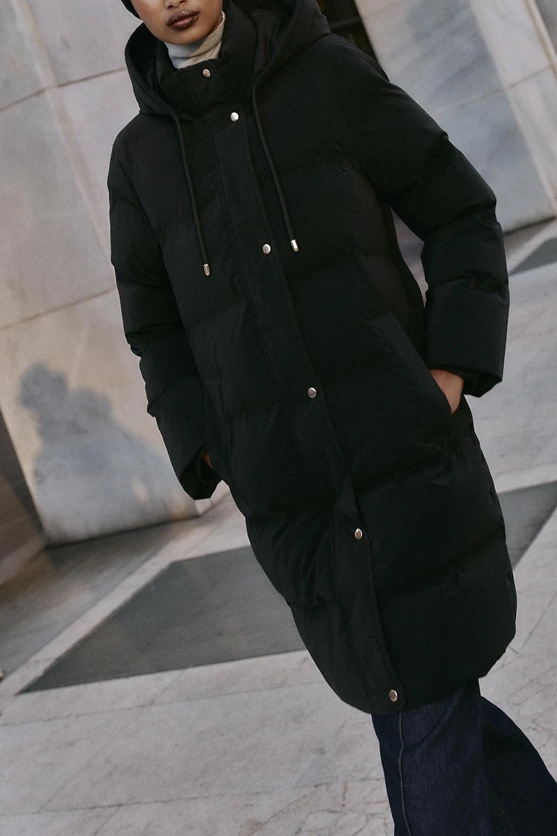 WINDPROOF RUBBERIZED FABRIC MIDI ANORAK