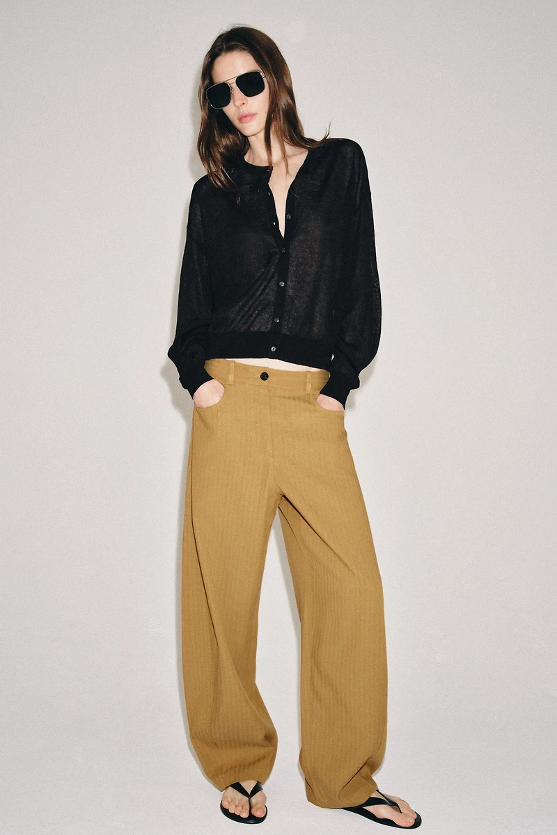 ZW COLLECTION HERRINGBONE TAPERED PANTS