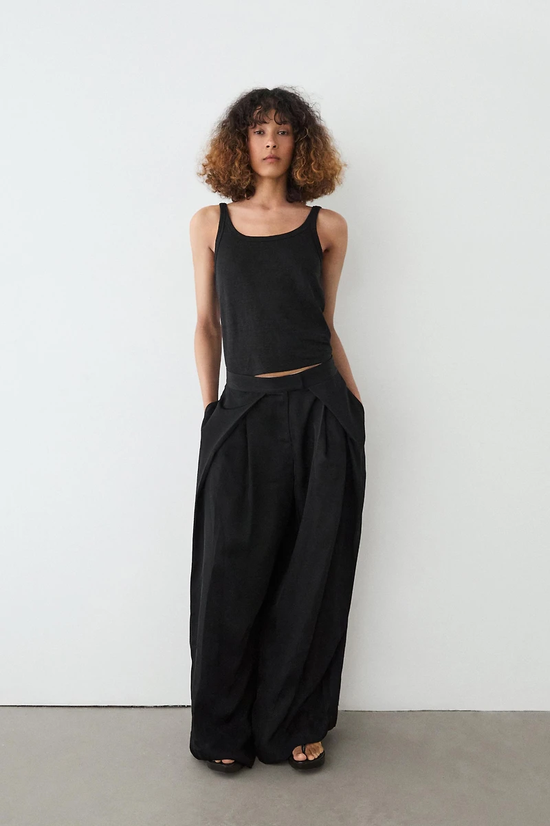 Satin trousers with darts