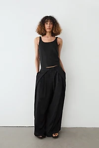 Satin trousers with darts