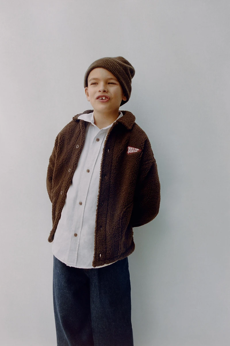 EMBROIDERED TEXT SHIRT WITH COTTON AND LINEN