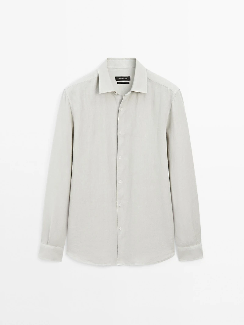 Slim fit linen blend shirt