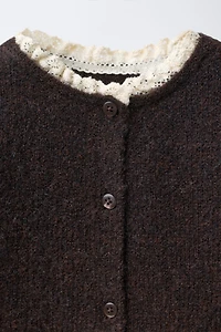 2-IN-1 LACE KNIT CARDIGAN WITH WOOL