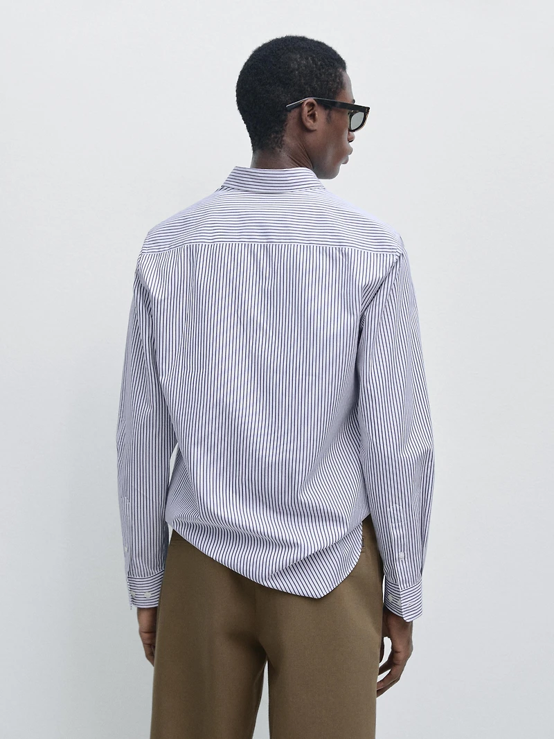 Regular fit striped 100% cotton shirt