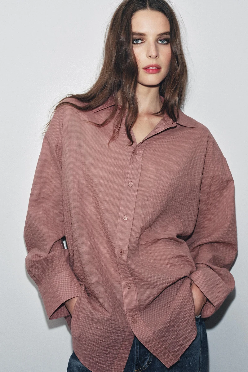 ZW COLLECTION TEXTURED OVERSIZED SHIRT