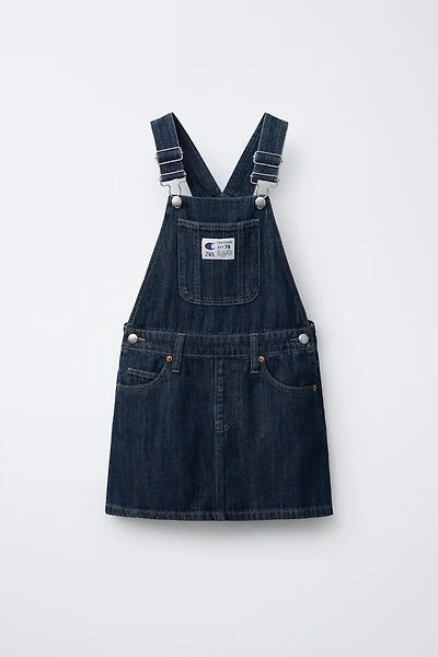CHAMPION ® X ZARA LABEL DENIM PINAFORE DRESS