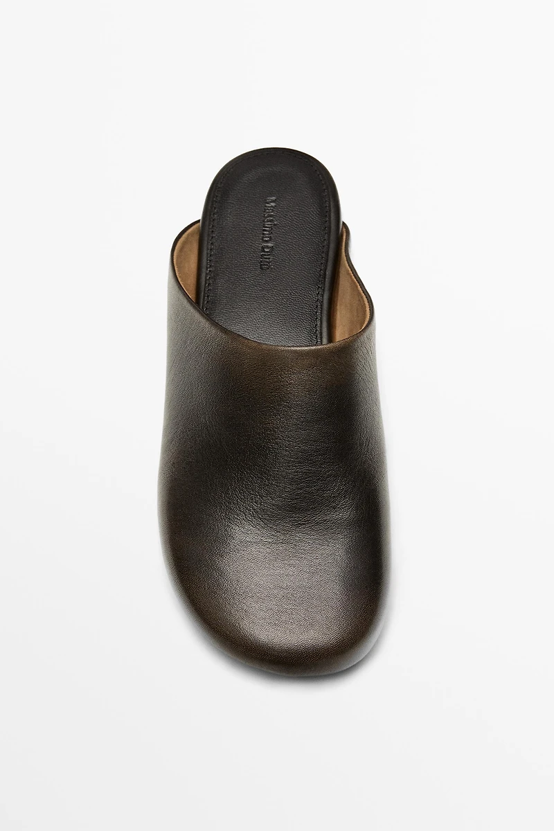 Leather mule clogs
