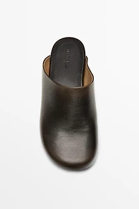 Leather mule clogs