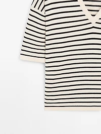Striped V-neck sweater